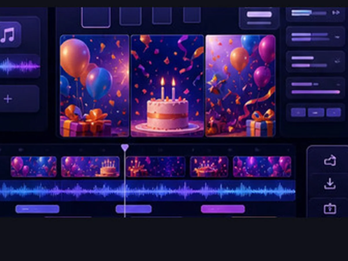 Birthday and Event Video Maker preview interface