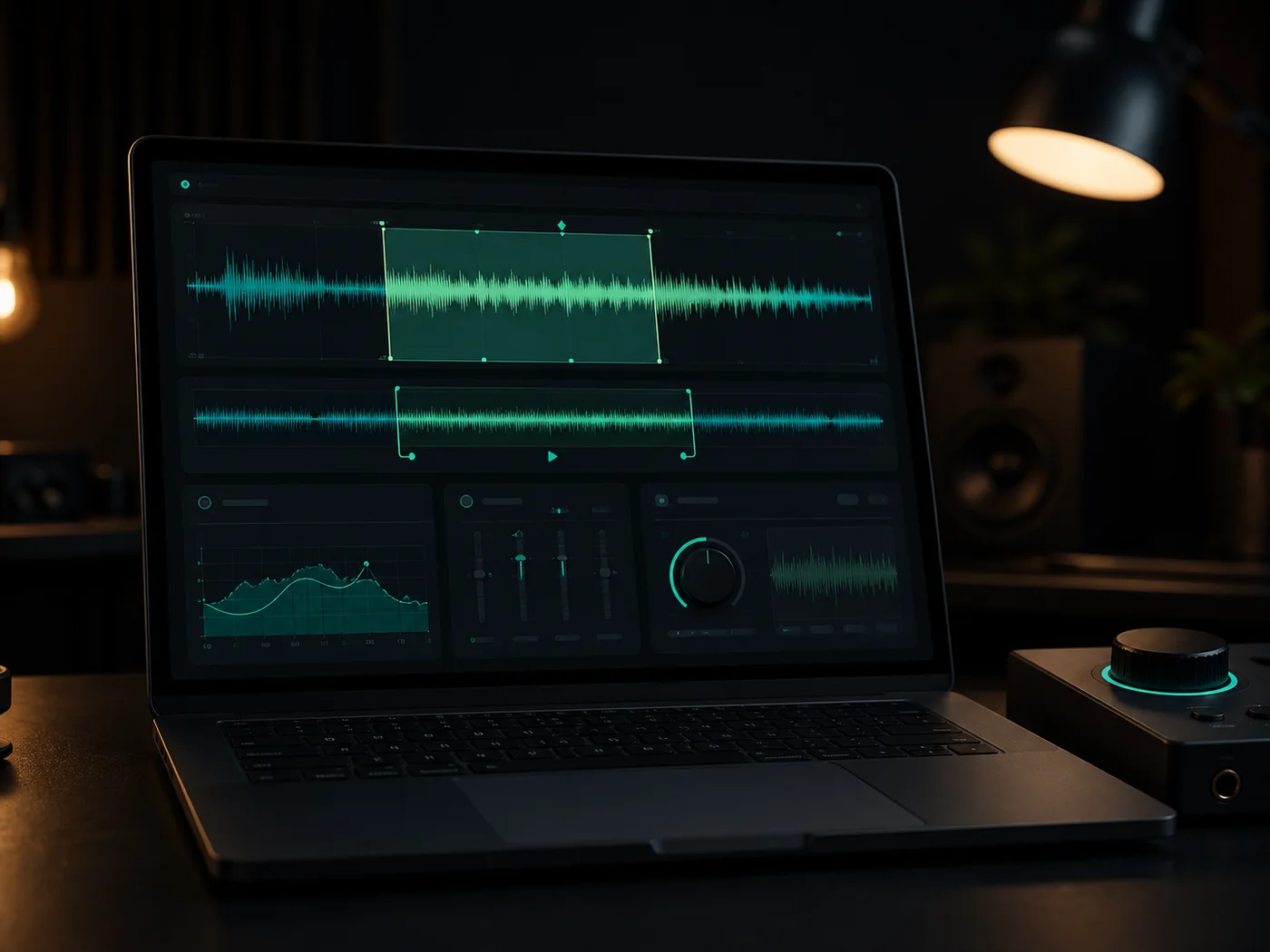 Audio cleanup and loop editing controls around a selected waveform.